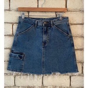 John Galt Brandy Melville Cotton Denim Cargo Mini Skirt - Raw Hem - Size Small